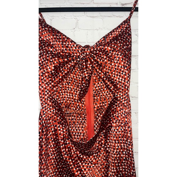 Petal & Pup Bethan Red Polka Dot Tie Front Midi Dress Size 4 - Picture 4 of 6